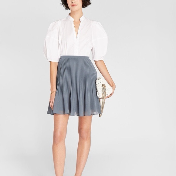 Club Monaco Dresses & Skirts - Club Monaco Pleated Mini Skirt Blue Depths Size 10 NWT A-Line Recycled Polyester